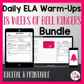 Preview of Daily ELA Warm Ups - 18 Weeks of Bell Ringers BUNDLE - Grammar, Analogies, Vocab