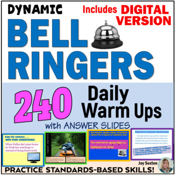 Preview of ELA Bell Ringers - 240 Daily Warm Ups -  DIGITAL Version Included