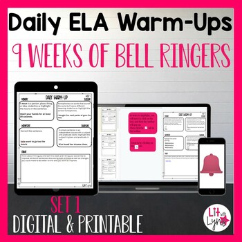Preview of ELA Bell Ringers - 9 Weeks of Daily ELA Warm-Ups - Digital & Printable
