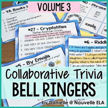 Preview of ELA Bell Ringers - ELA Trivia and Classroom Community - Brain Teasers (Vol. 3)