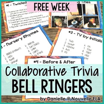Preview of ELA Bell Ringers Free Week - Team Trivia, Puzzles, and Riddles - ELA Warm Ups