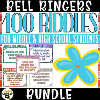 Preview of ELA Bell Ringers | Middle&High School | 100 Riddles Brain Teasers | BUNDLE