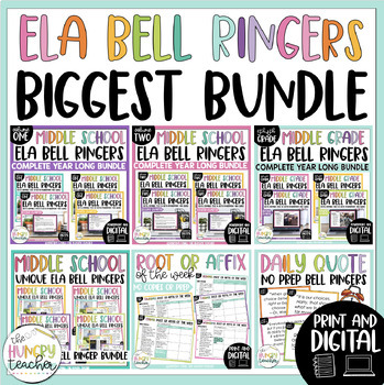Preview of ELA Bell Ringers Middle School BIG Bundle Grammar Inferences Roots and Affixe