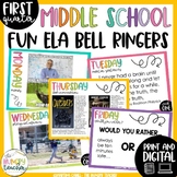 ELA Bell Ringers Middle School Grammar Literature Inferenc