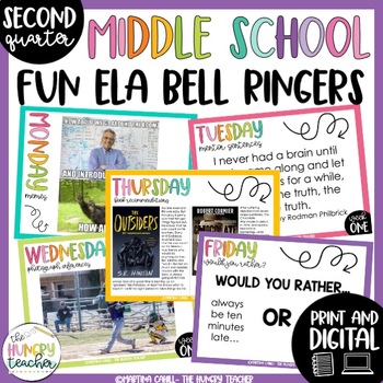 Preview of ELA Bell Ringers Middle School Grammar Literature Inferences | 2nd Quarter