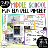 ELA Bell Ringers Middle School Grammar Literature Inferenc