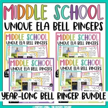 Preview of ELA Bell Ringers Middle School Grammar Literature Inferences Books | Bundle