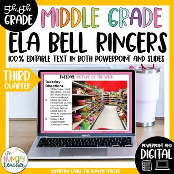 Preview of ELA Bell Ringers Middle School Upper Elementary Editable Distance Learning (3rd)