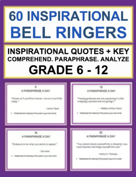 Preview of ELA Bell Ringers | Paraphrasing | Inspirational Quotes