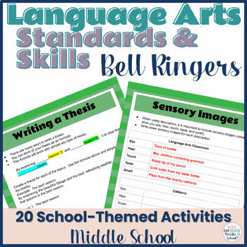 Preview of ELA Bell Ringers - Standards Based Approach Skills & Activities (School Theme)