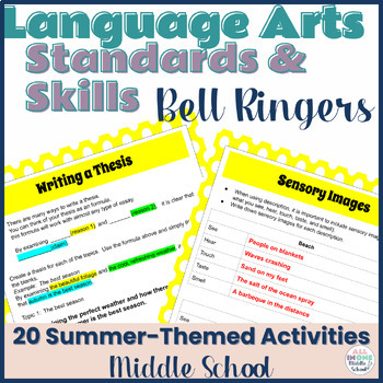 Preview of ELA Bell Ringers - Standards Based Approach Skills & Activities Summer Theme