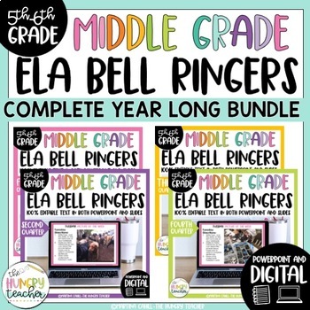 Preview of ELA Bell Ringers Slides Editable and Digital for Upper Elementary Middle School