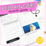 ELA Bell Ringers for Middle School 7th Grade Full Year DIGITAL PRINT EDITABLE