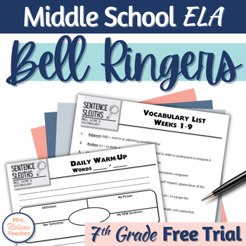 Preview of ELA Bell Ringers for Middle School - FREE 2-week Trial