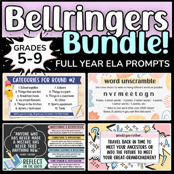 Preview of ELA Bellringers BUNDLE - 150+ Fun Middle School English Warmup Activities!