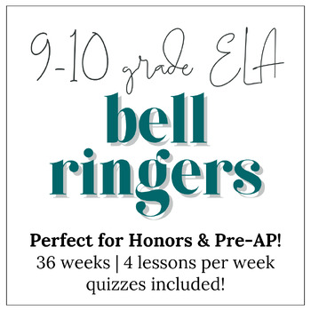 Preview of ELA Bellringers for 9th & 10th Grades | Vocab Literary Terms Grammar | Full Year