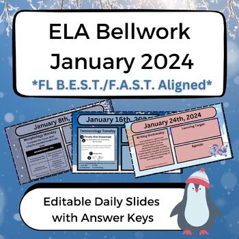 Preview of ELA Bellwork for January 2024 - FL B.E.S.T./F.A.S.T. Aligned (6th, 7th, 8th)
