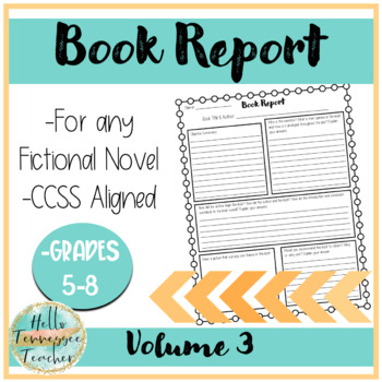Preview of ELA Book Report Volume 3, Reading Response for any Novel, Grades 5-8