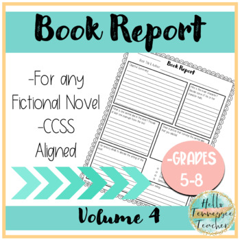 Preview of ELA Book Report Volume 4, Reading Response for any Novel, Grades 5-8