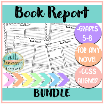 Preview of ELA Book Reports BUNDLE for ANY Novel, Grades 5-8, CCSS Aligned