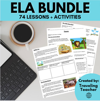 Preview of ELA Bundle: 74 Lessons, Printable Worksheets, Reading + Writing Comprehension