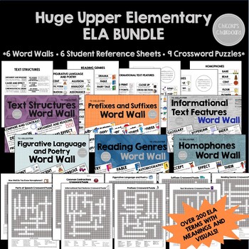 Preview of ELA Bundle - Word Walls, Student Reference Sheets, Crossword Puzzles