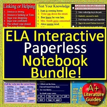 Preview of ELA Reading Bundle for Google Drive 6 Digital Notebooks Drag and Drop Activities