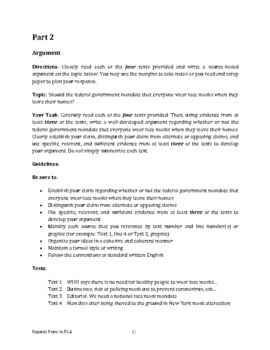 Preview of ELA Regents Part 2 Argument Essay on Face Masks w/ Lesson Plan and Outlines