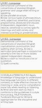 Preview of ELA CCSS Language Grades 9-10 Rubrics