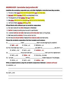 correlative conjunctions worksheet pdf