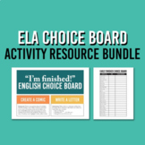 ELA Choice Board Bundle | Activity Task Cards & Completion