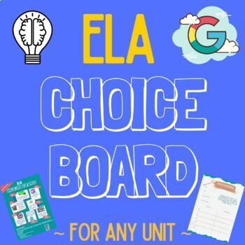 Preview of ELA Choice Menu Board for ANY Unit- Google Slides with Student Worksheet