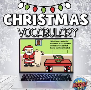 Preview of ELA Christmas Boom Cards - Fill In The Blank -