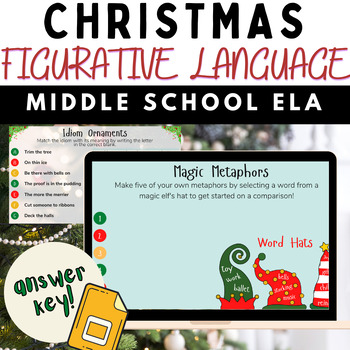 Preview of ELA Christmas Figurative Language Activities for Middle Grades