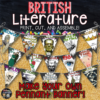 Preview of English Classroom Decor British Literature Make Your Own Pennant Banner