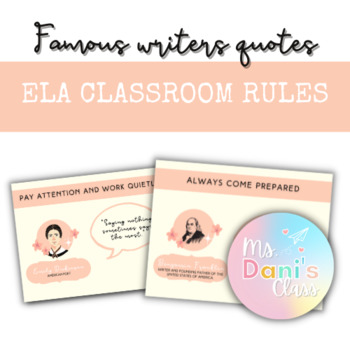 Preview of ELA Classroom Rules / Famous Writers Quotes / Middle & High School