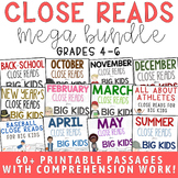 ELA Close Reading Bundle: 60+ Reading Passages with Compre