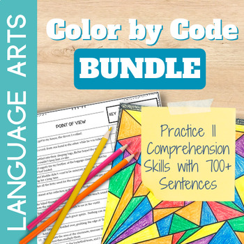 Preview of Grammar & Reading Comprehension Color by Number Activities - Color by Code ELA
