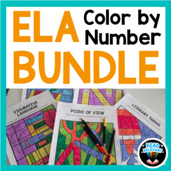Preview of ELA Color by Number Activities Bundle | Figurative Language & more!