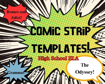 Preview of ELA Comic Strip Templates / Grammar, Romeo and Juliet, and The Odyssey