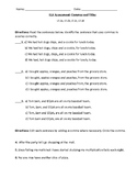 ELA Commas and Titles Assessment  L5.2a, L5.2b, L5.2c, L5.2d