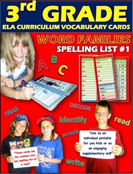 Preview of Word Family Cards: 3rd Grade Spelling List No.1