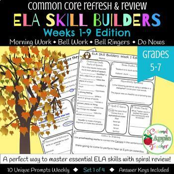 Preview of ELA *Common Core* Skill Builders: Weeks 1-9 Edition {Bell Work/Bell Ringers}