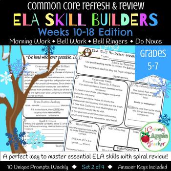 Preview of ELA *Common Core* Skill Builders: Weeks 10-18 Edition {Bell Work/Bell Ringers}