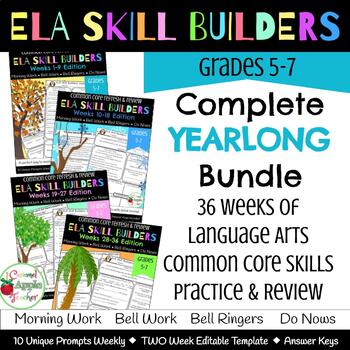 Preview of ELA *Common Core* Skill Builders: YEARLONG BUNDLE {Bell Work/ Bell Ringers}
