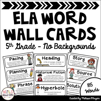 Preview of ELA Word Wall Editable - 5th Grade - No Backgrounds