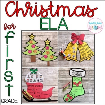 Preview of Christmas ELA Crafts for 1st Grade {digraphs, word families, syllables & blends}