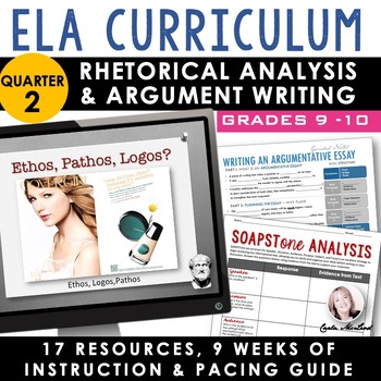Preview of ELA Curriculum Q2 9th 10th Grade English – Rhetorical Analysis, Argument Writing