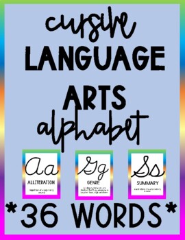 Preview of ELA Cursive Alphabet/Word Wall