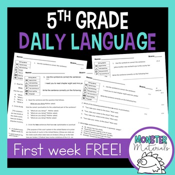 Preview of ELA Daily Language - 5th Grade FREE